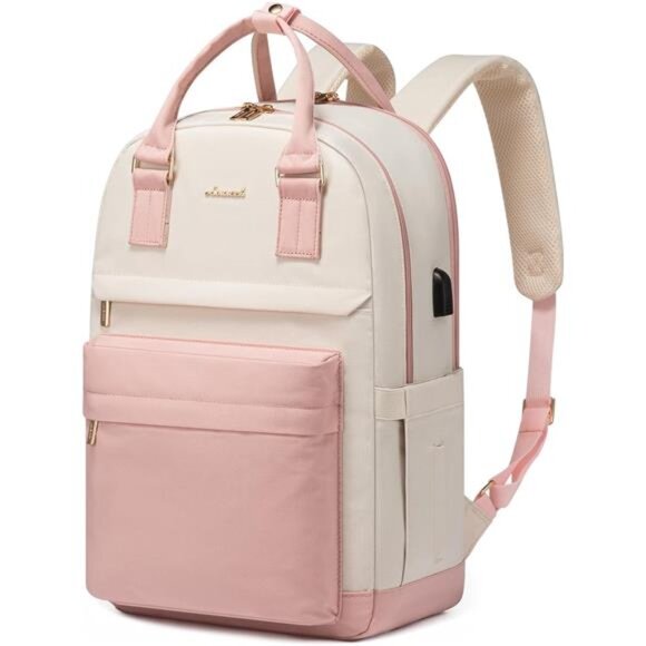 Laptop Backpack for Women 15.6 Inch, Pink - Picture 1 of 7
